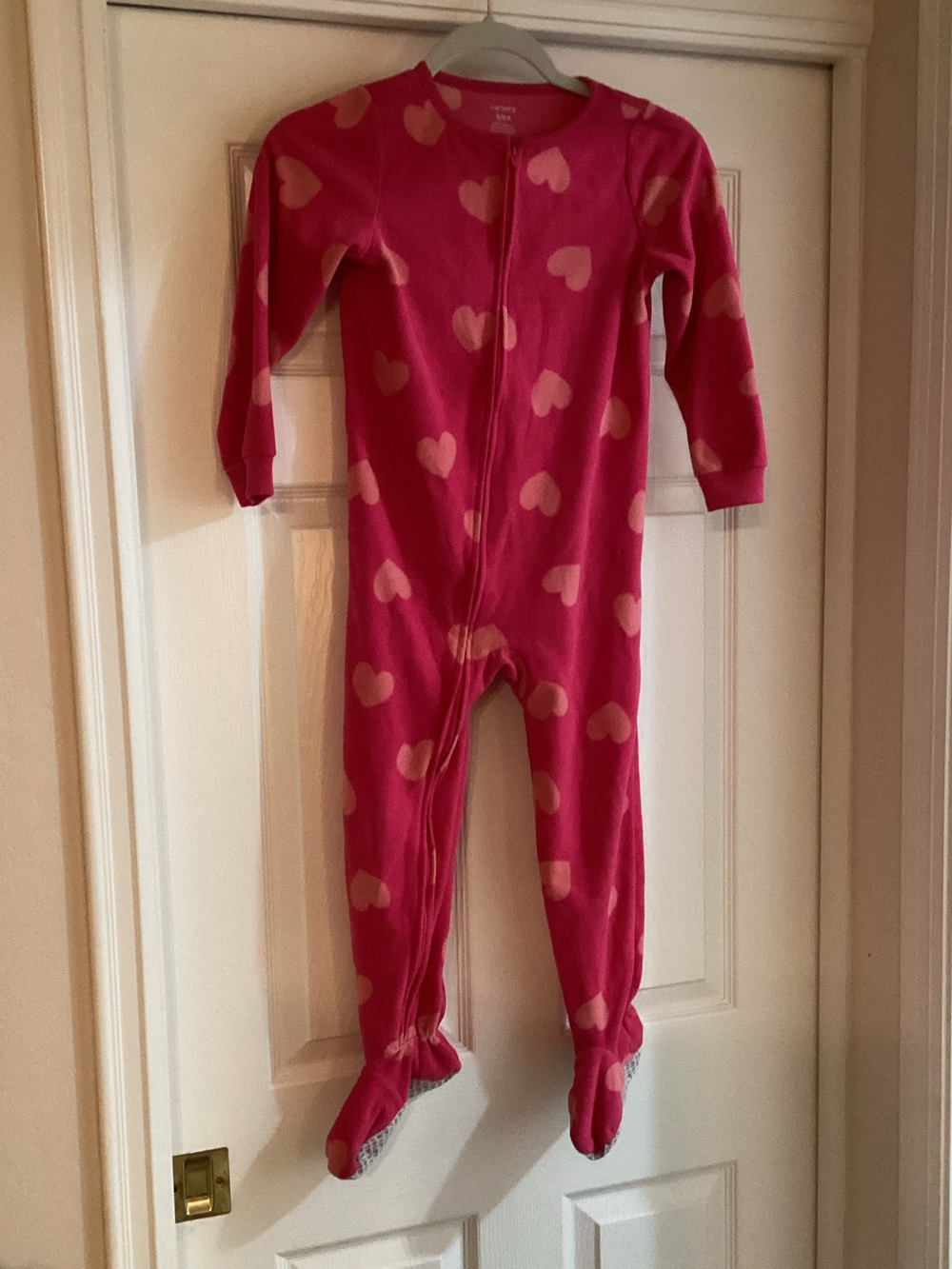 Carter's Hot Pink Heart Print Footed One-Piece Girls 6